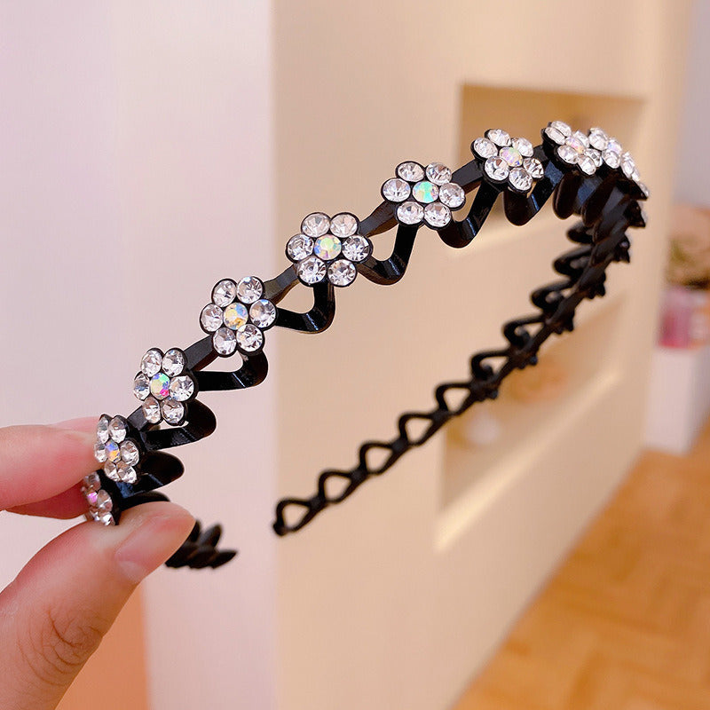 Fashion Pearl Non Slip Rhinestone Hairbands Elastic Flower Women Hair Hoop Bands Headband Bezel Girls Hair Accessories Headdress