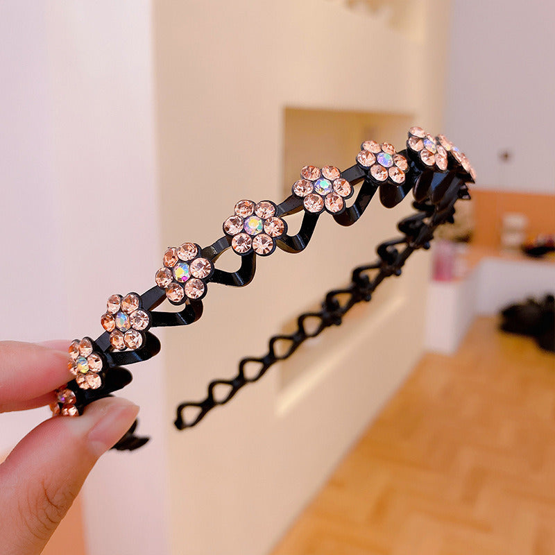 Fashion Pearl Non Slip Rhinestone Hairbands Elastic Flower Women Hair Hoop Bands Headband Bezel Girls Hair Accessories Headdress