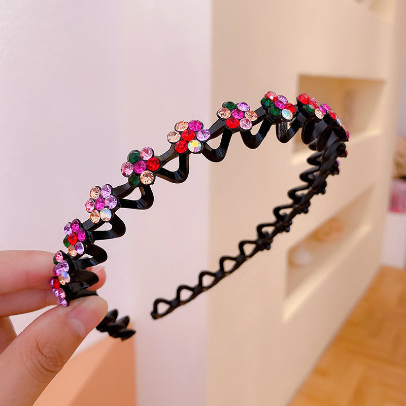 Fashion Pearl Non Slip Rhinestone Hairbands Elastic Flower Women Hair Hoop Bands Headband Bezel Girls Hair Accessories Headdress