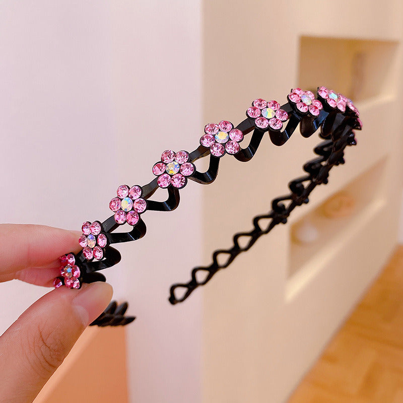 Fashion Pearl Non Slip Rhinestone Hairbands Elastic Flower Women Hair Hoop Bands Headband Bezel Girls Hair Accessories Headdress