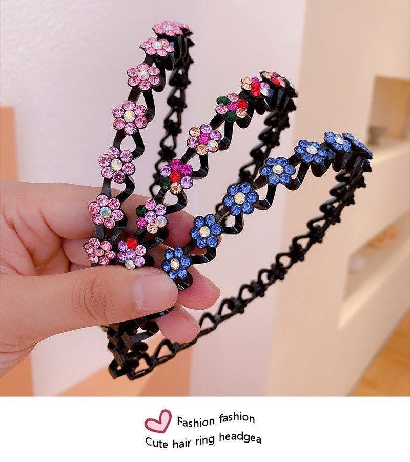 Fashion Pearl Non Slip Rhinestone Hairbands Elastic Flower Women Hair Hoop Bands Headband Bezel Girls Hair Accessories Headdress