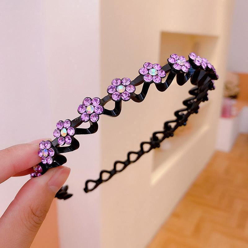 Fashion Pearl Non Slip Rhinestone Hairbands Elastic Flower Women Hair Hoop Bands Headband Bezel Girls Hair Accessories Headdress