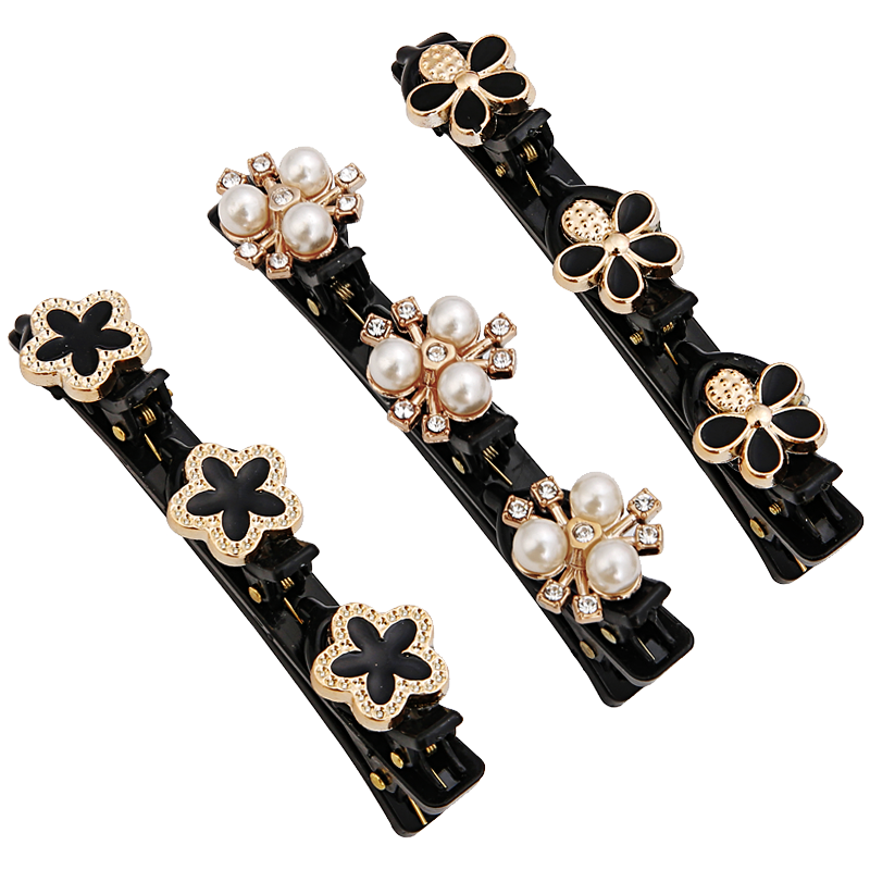 Flower Pearls Braid Hairpins Sweet Hair Decorate Clips Bangs Hold Barrettes Women Elegant Headband Fashion Hair Accessories Set