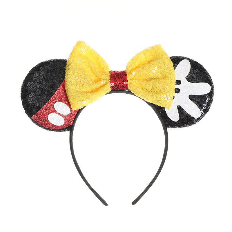 Fashion Mouse Ears Headband Women Festival Hairband Sequins Bow Kids Party Popular Character Girls Hair Accessories