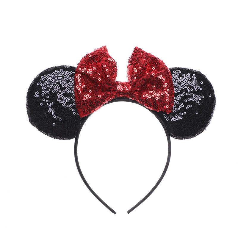 Fashion Mouse Ears Headband Women Festival Hairband Sequins Bow Kids Party Popular Character Girls Hair Accessories