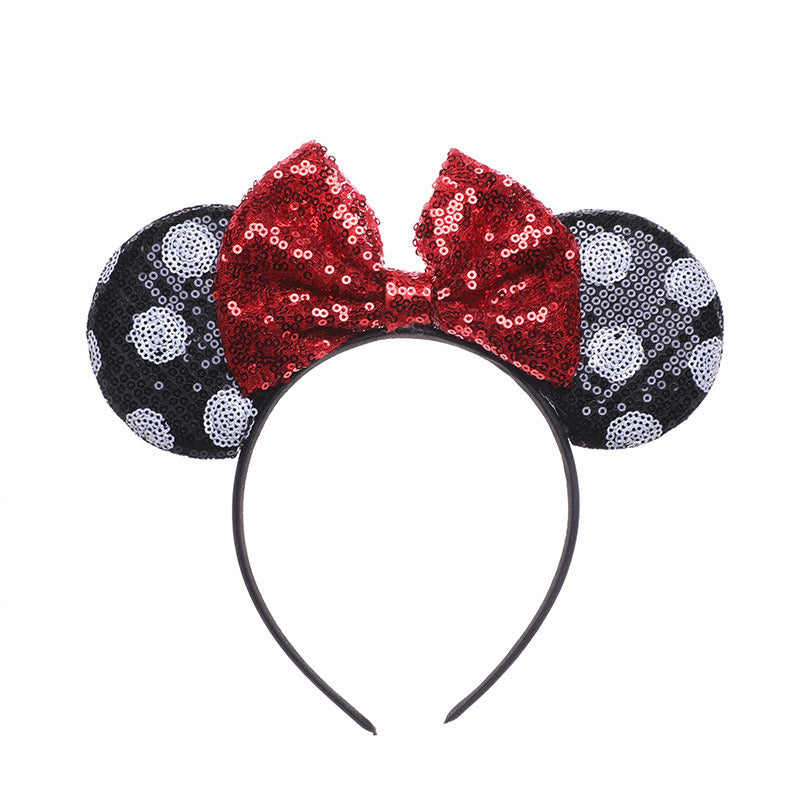 Fashion Mouse Ears Headband Women Festival Hairband Sequins Bow Kids Party Popular Character Girls Hair Accessories