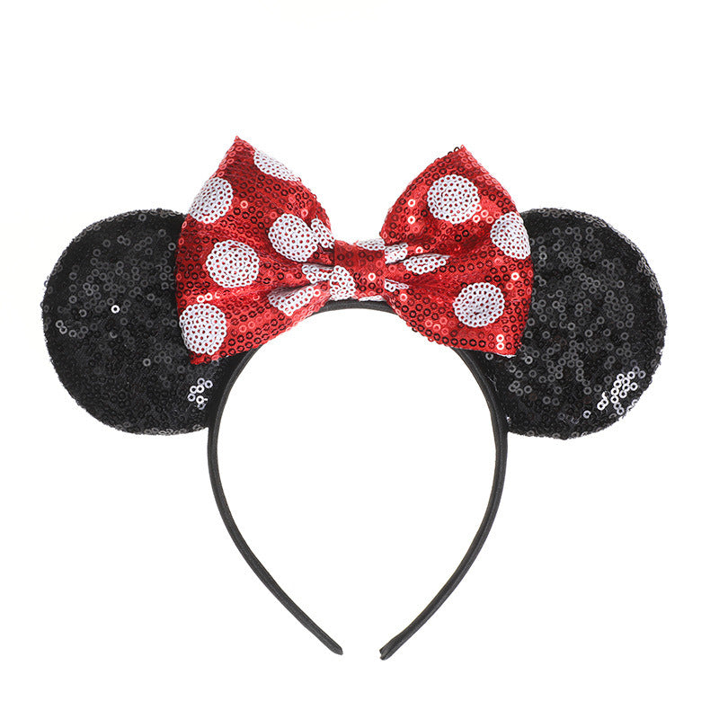 Fashion Mouse Ears Headband Women Festival Hairband Sequins Bow Kids Party Popular Character Girls Hair Accessories