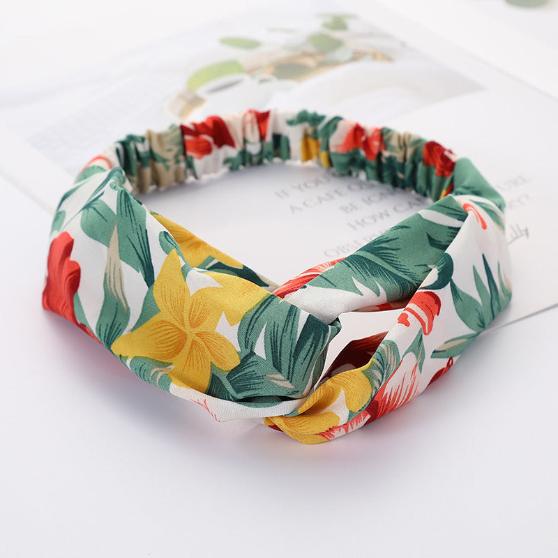 Women Cross Solid color Hair Bands Girls Print Flower Headbands Fashion Turban Make up Hair Accessories