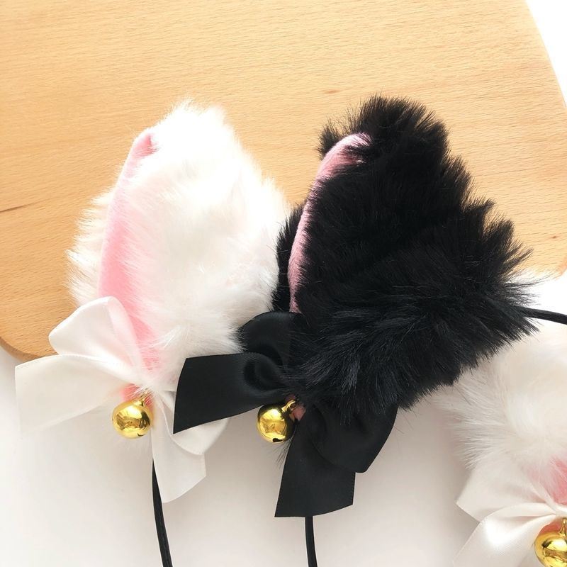 2pcs Cat Ear Bow Headband Necklace Claw Gloves Cosplay Plush Bell Hairband Women Girl Masquerade Party Headwear Hair Accessories