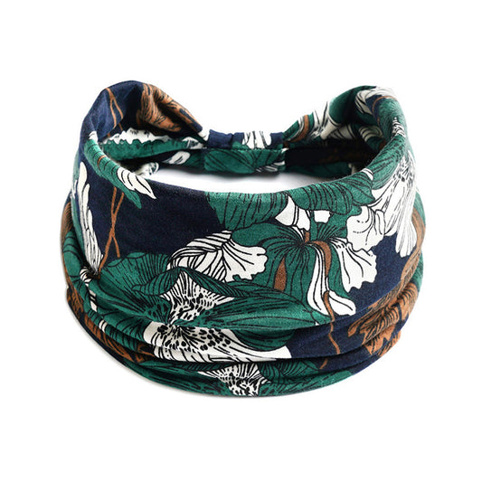 Bohemian Bandanas Elastic Hair Bands Yoga Headband Women Headwear Print Vintage Cross Unisex Scrunchies Hair Accessories