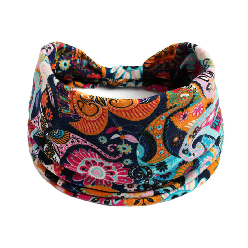 Bohemian Bandanas Elastic Hair Bands Yoga Headband Women Headwear Print Vintage Cross Unisex Scrunchies Hair Accessories