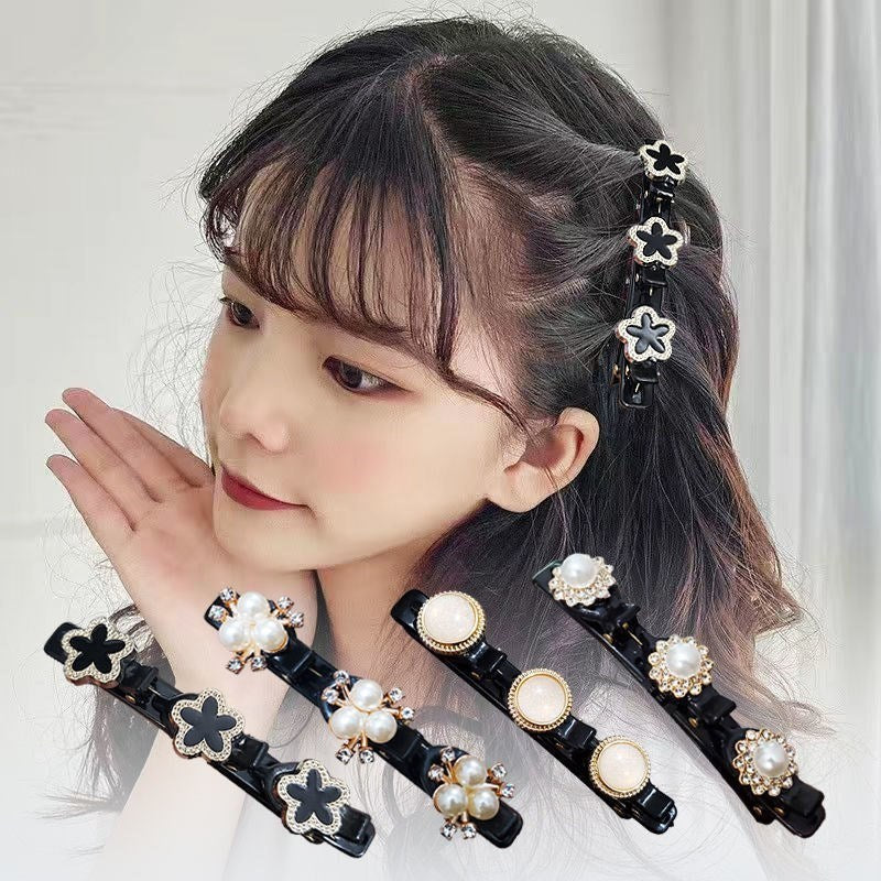 Flower Pearls Braid Hairpins Sweet Hair Decorate Clips Bangs Hold Barrettes Women Elegant Headband Fashion Hair Accessories Set