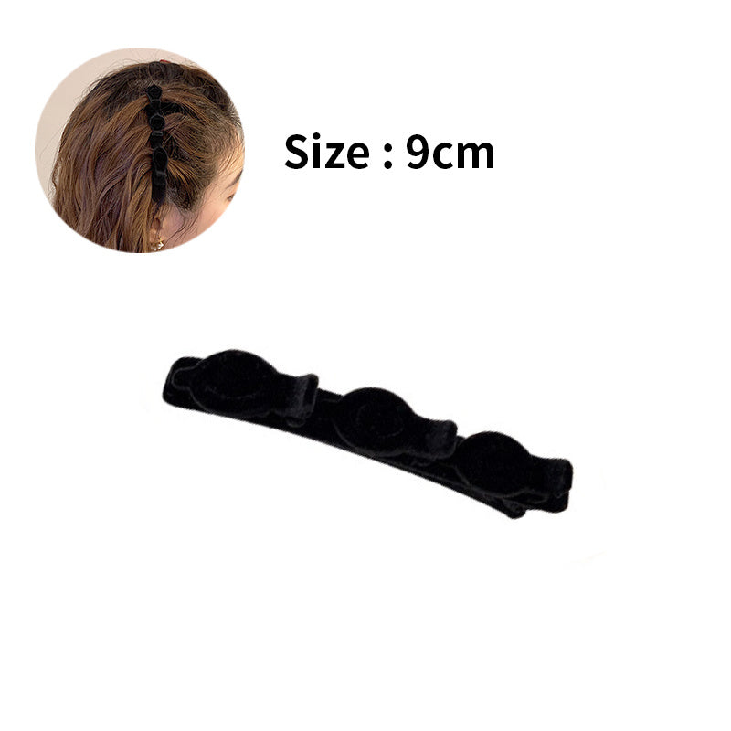 1/2pcs Flocked Bangs Hair Clip Black Headwear Women Cute Barrettes Hairgrip Alice Braided Fashion Hairpins Hair Accessories