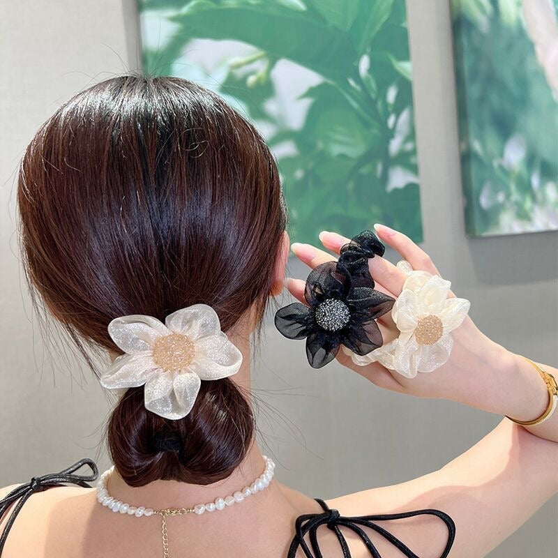 Gauze Sun Flower Large Intestine Hair Ring Hair Rope Women's Ponytail Hair Ring Accessories Rubber Band Headwear Fashion New