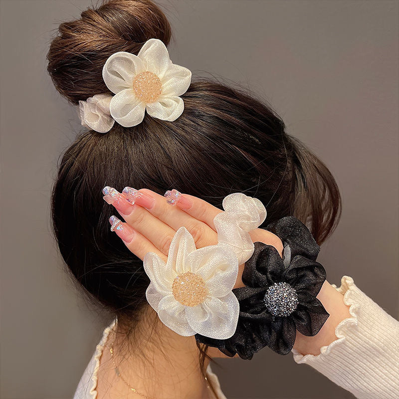 Gauze Sun Flower Large Intestine Hair Ring Hair Rope Women's Ponytail Hair Ring Accessories Rubber Band Headwear Fashion New