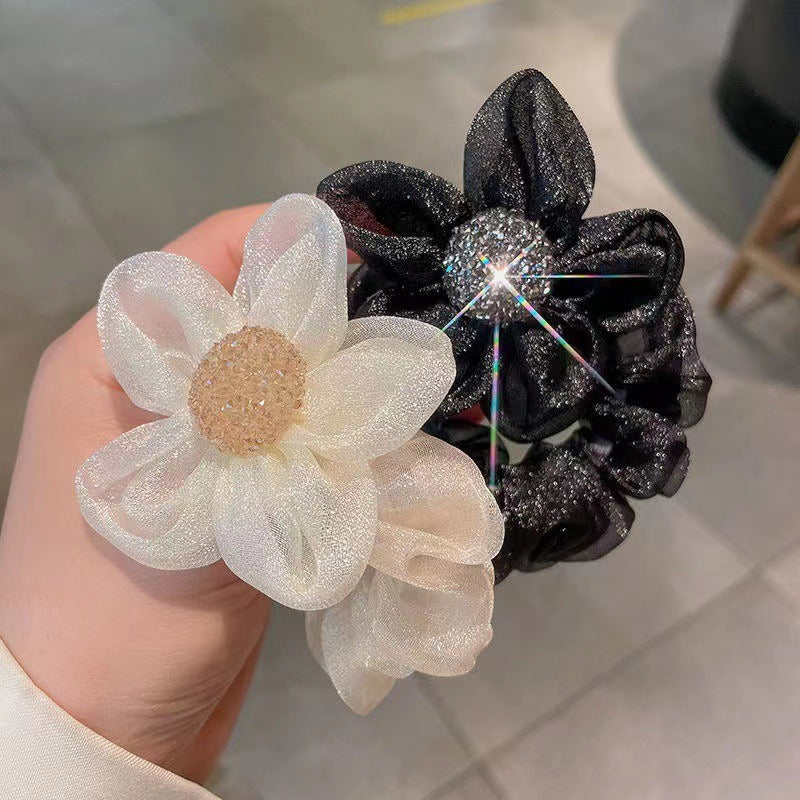 Gauze Sun Flower Large Intestine Hair Ring Hair Rope Women's Ponytail Hair Ring Accessories Rubber Band Headwear Fashion New