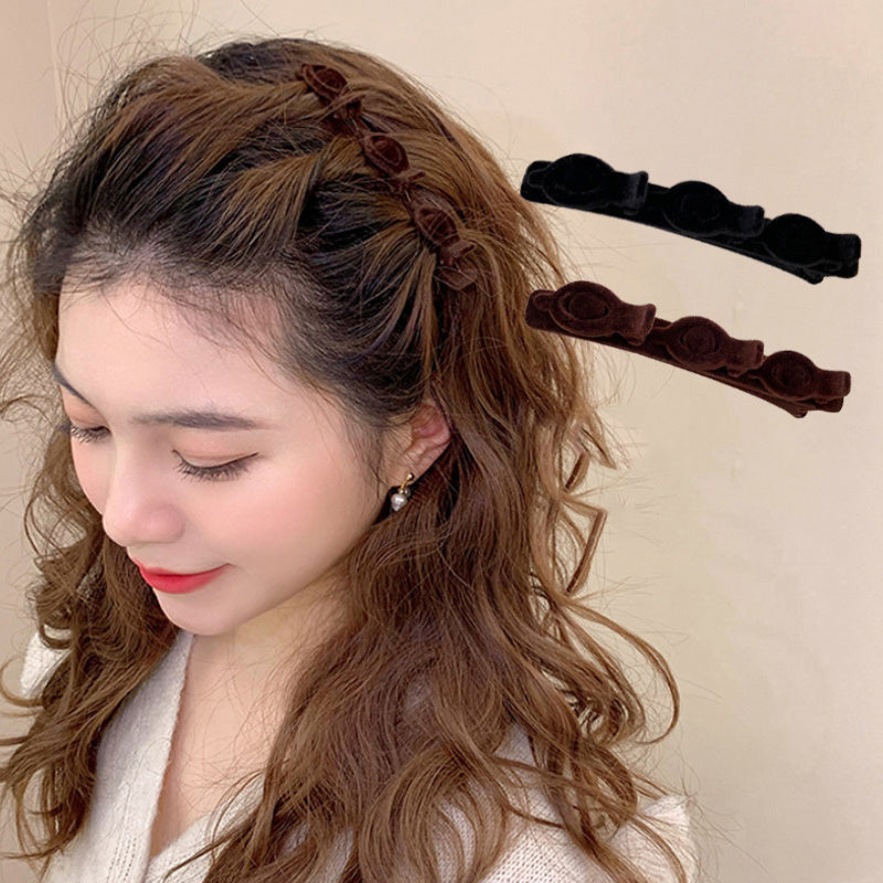 1/2pcs Flocked Bangs Hair Clip Black Headwear Women Cute Barrettes Hairgrip Alice Braided Fashion Hairpins Hair Accessories