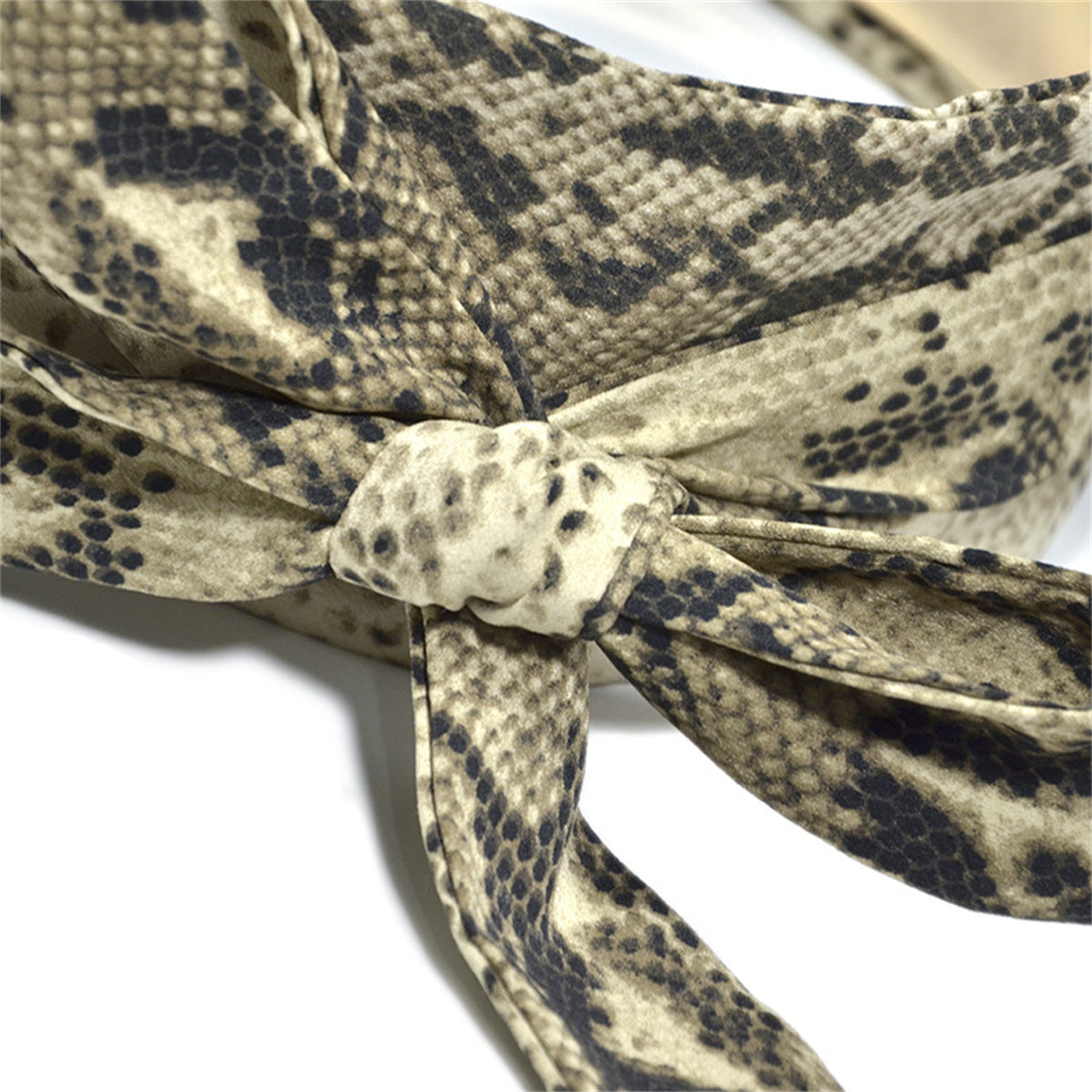 Women's Snake Print Silk Belts Tie Wrap Decorative Wide Belts