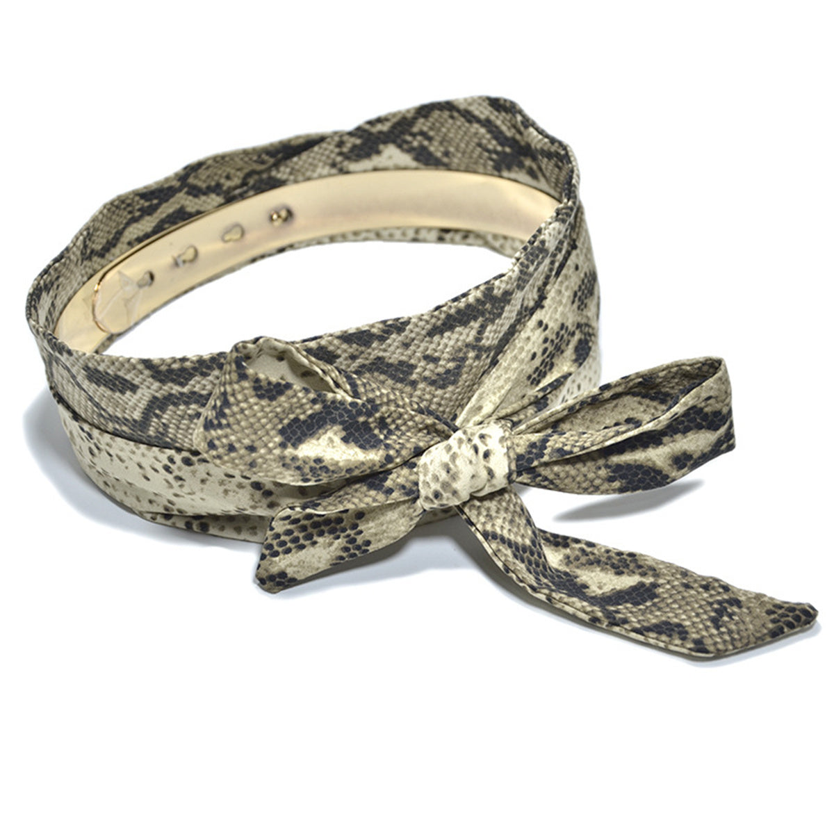 Women's Snake Print Silk Belts Tie Wrap Decorative Wide Belts