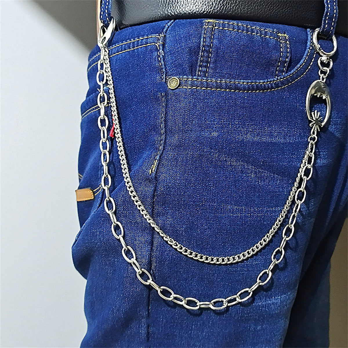 Hip Hop Pants Jean Chain Silver Trousers Chains for Men and Women