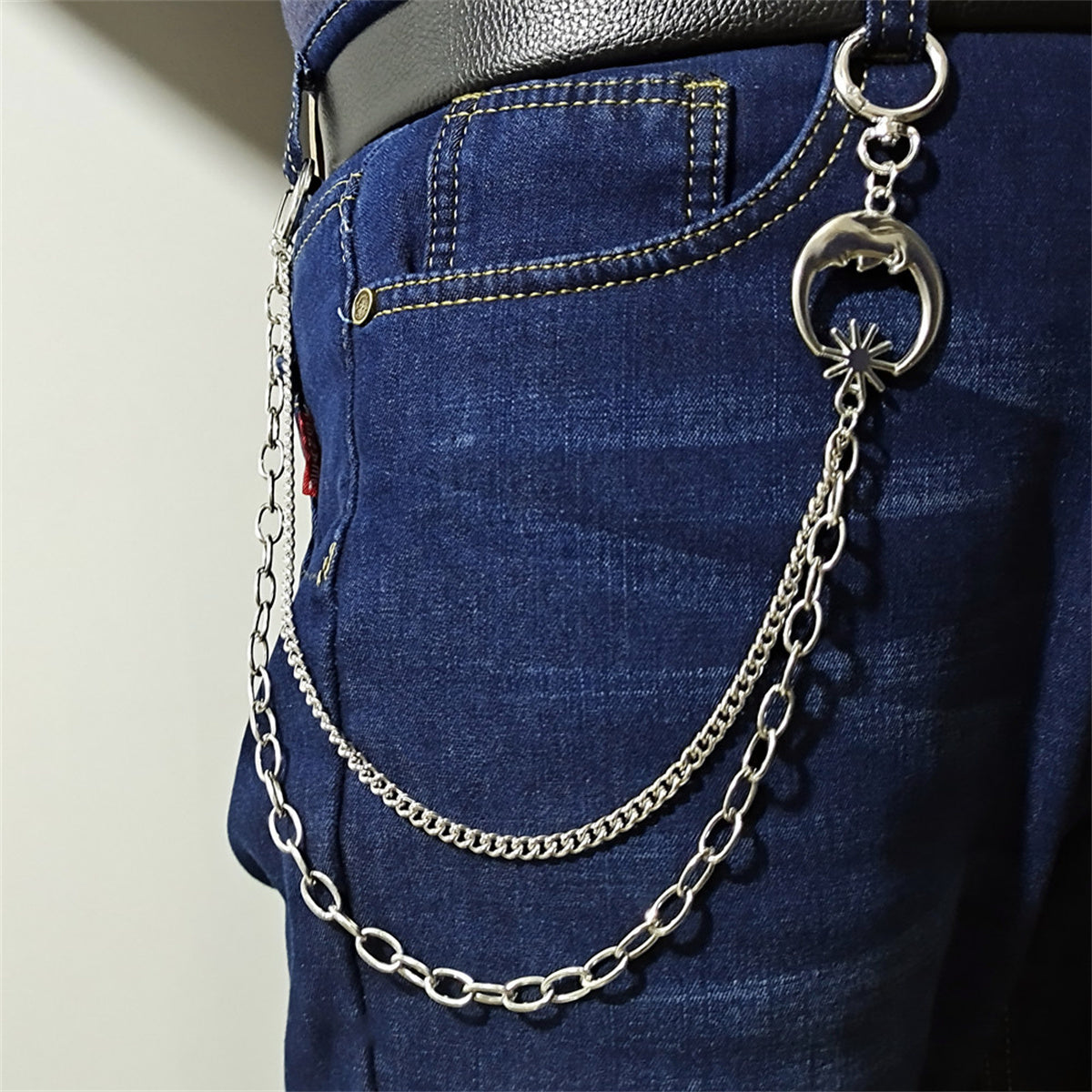 Hip Hop Pants Jean Chain Silver Trousers Chains for Men and Women