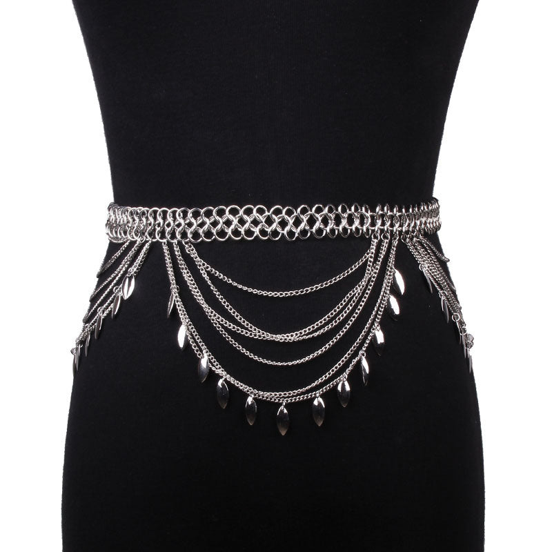 women's all match waist accessories alloy tassel waist chain