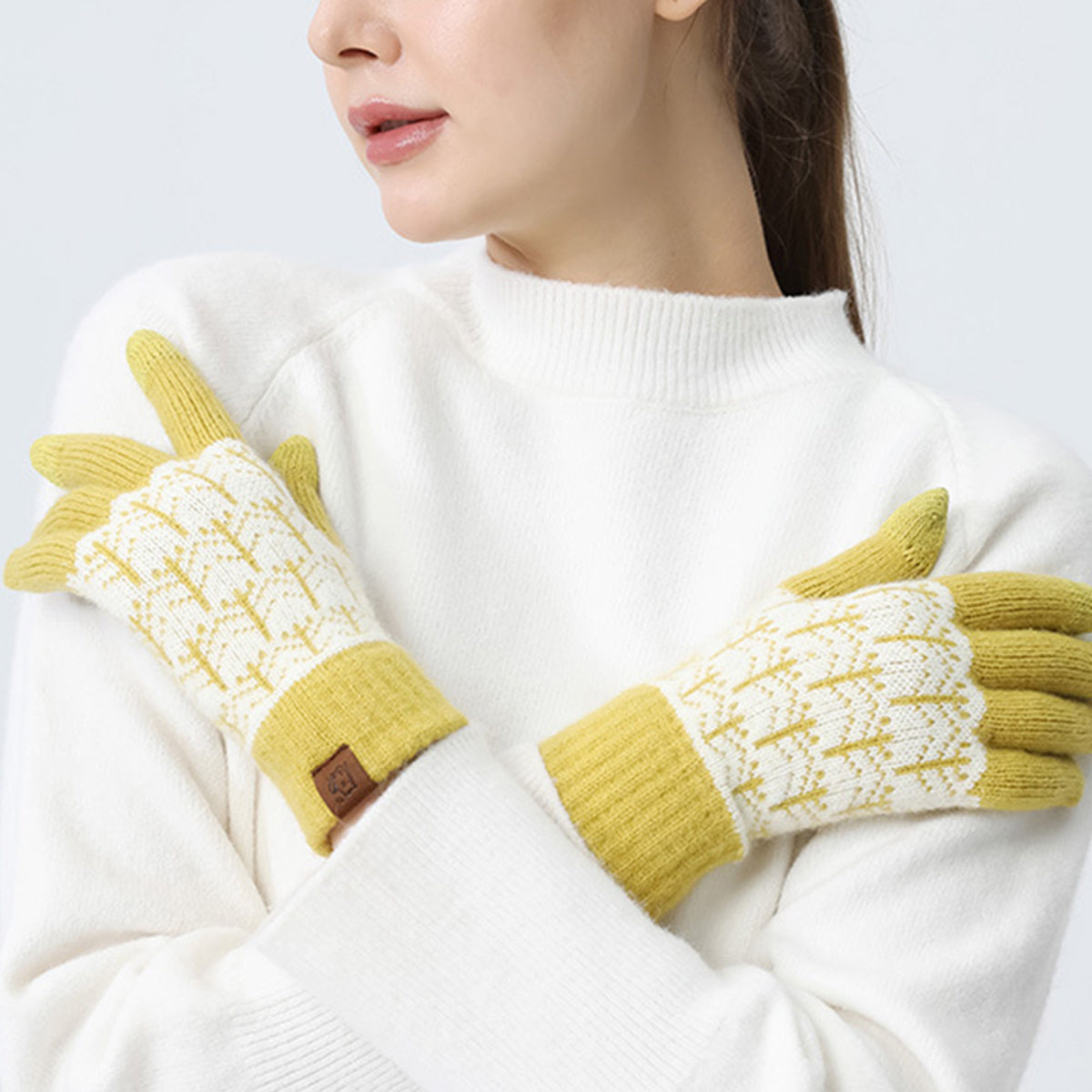 Winter Stretchy Knit Gloves for Women Touchscreen Woolen Glove