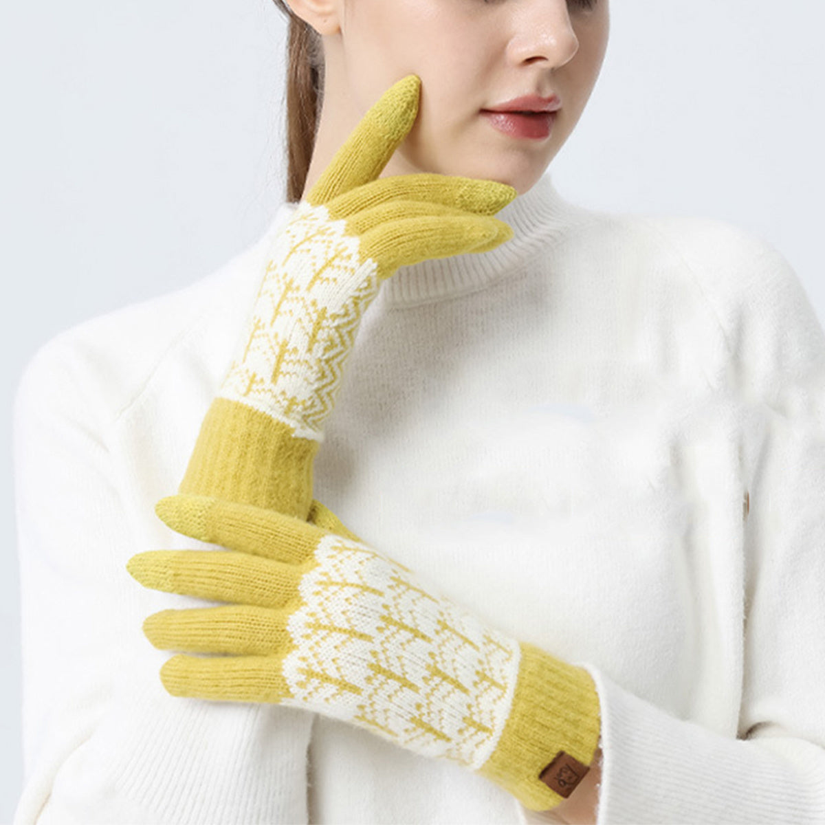 Winter Stretchy Knit Gloves for Women Touchscreen Woolen Glove