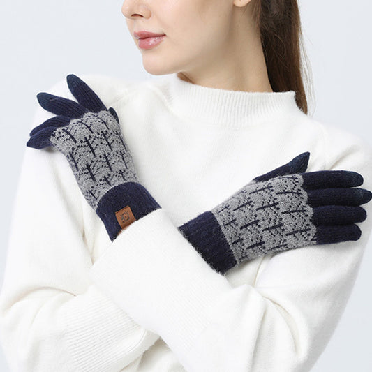 Winter Stretchy Knit Gloves for Women Touchscreen Woolen Glove