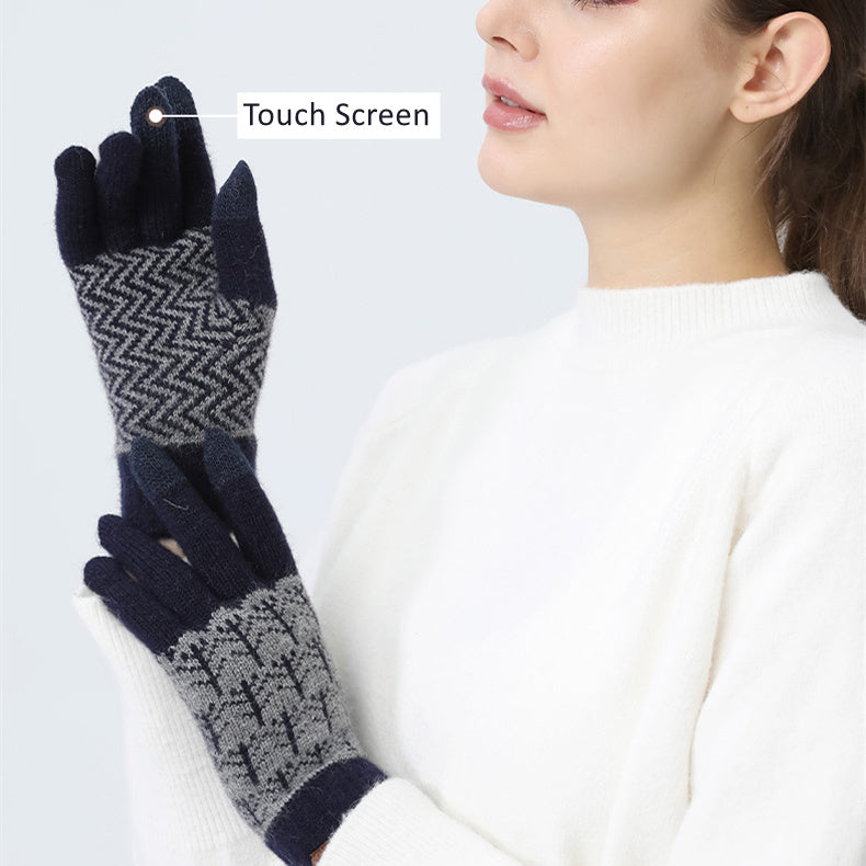 Winter Stretchy Knit Gloves for Women Touchscreen Woolen Glove