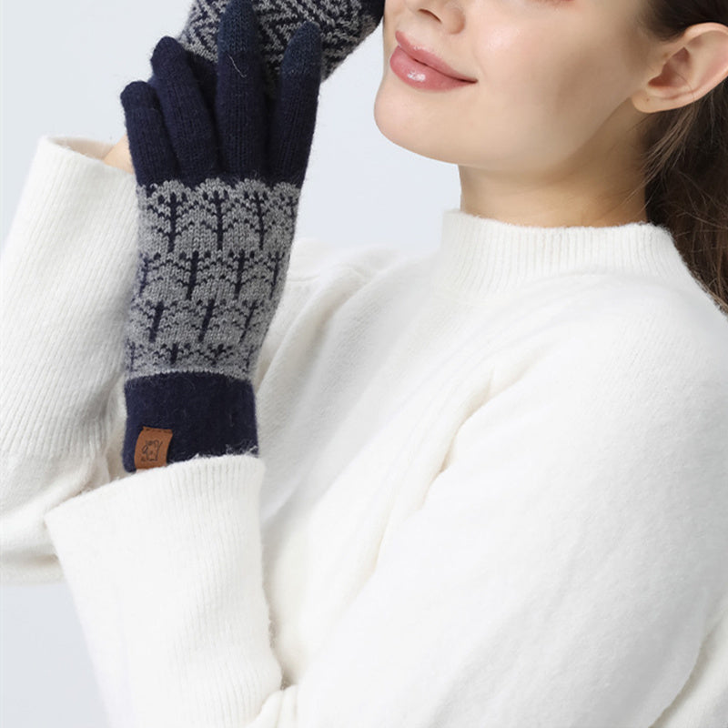 Winter Stretchy Knit Gloves for Women Touchscreen Woolen Glove