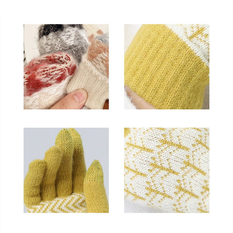 Winter Stretchy Knit Gloves for Women Touchscreen Woolen Glove