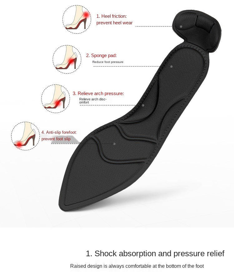 4D Cushioned Shoe Insoles Memory Foam Insoles Breathable Anti-slip Insole for Feet Pad Inserts Heel Post Back for Women High Heel Shoe Accessories