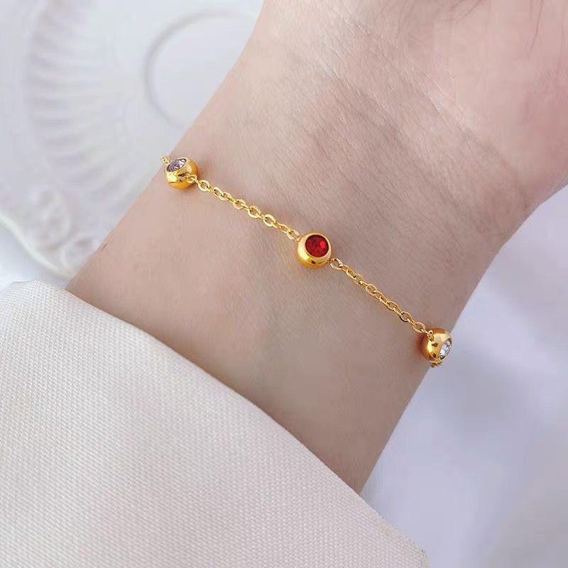 Colorful titanium steel bracelet women's bracelet delicate fine chain 18K gold bracelet jewelry gift niche design sense accessories