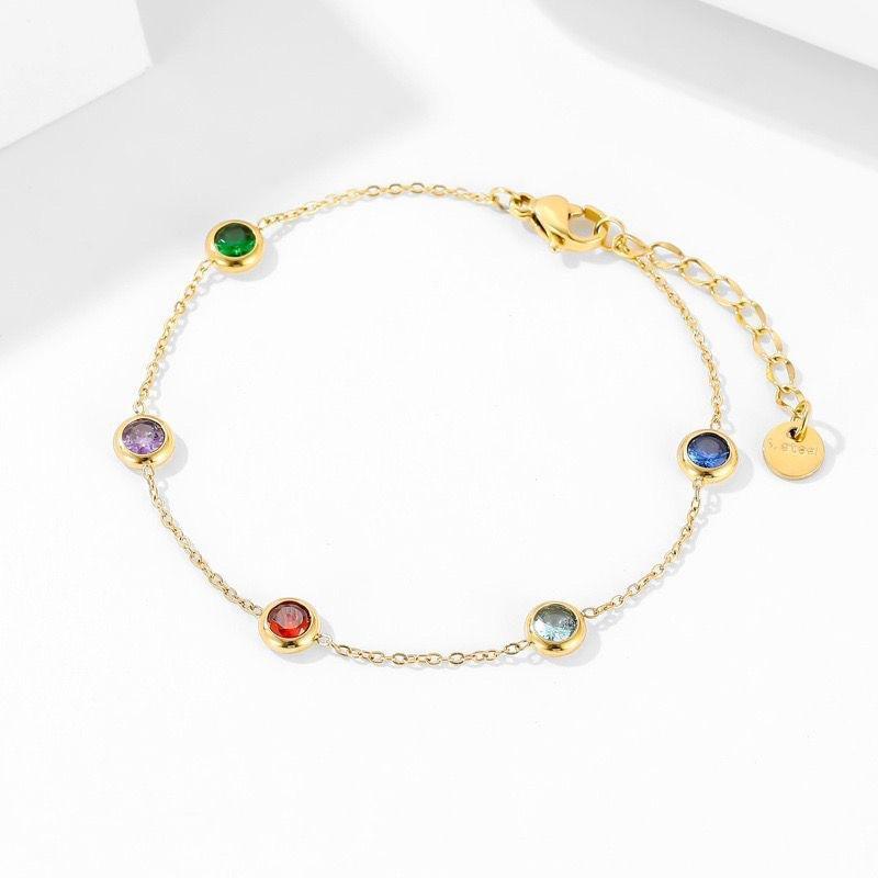 Colorful titanium steel bracelet women's bracelet delicate fine chain 18K gold bracelet jewelry gift niche design sense accessories