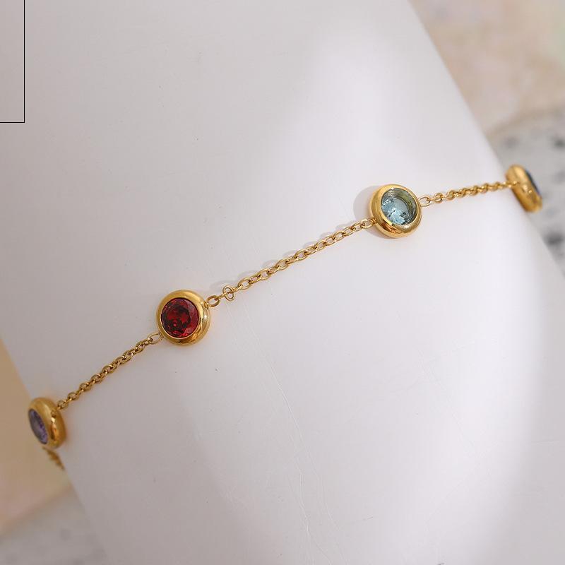 Colorful titanium steel bracelet women's bracelet delicate fine chain 18K gold bracelet jewelry gift niche design sense accessories