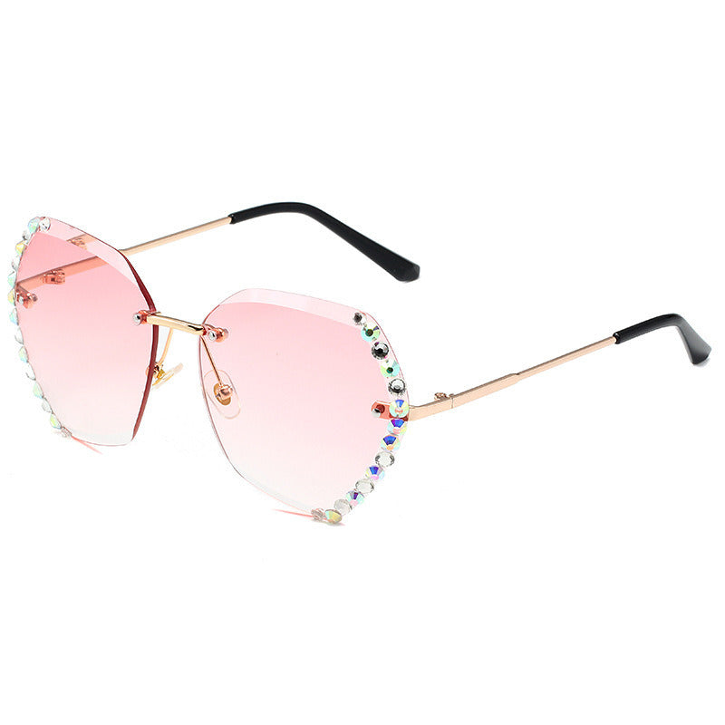 Women's Rimless Crystal Cut Sunglasses