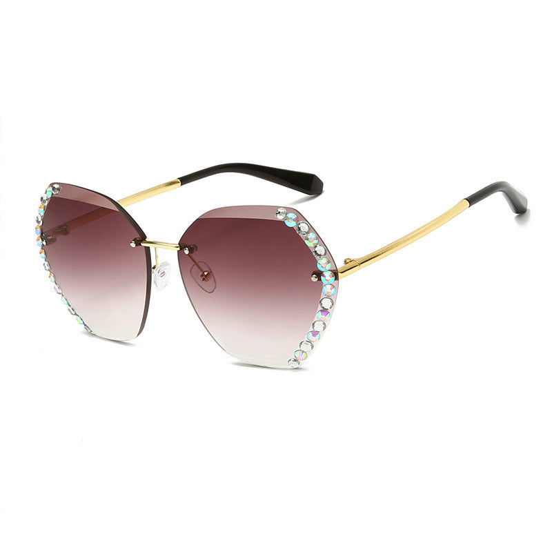 Women's Rimless Crystal Cut Sunglasses