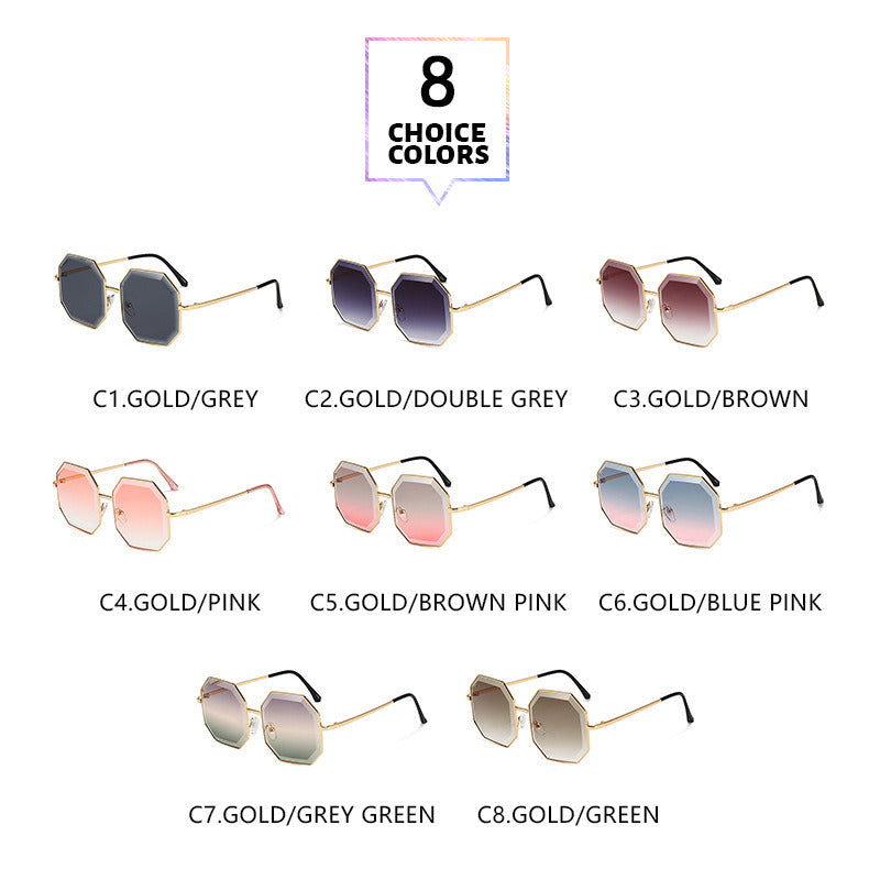 Women's Irregular Cut Large Frame Metal Sunglasses