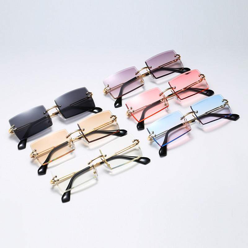 Women's Rimless Cut Edge Sunglasses Square Gradient