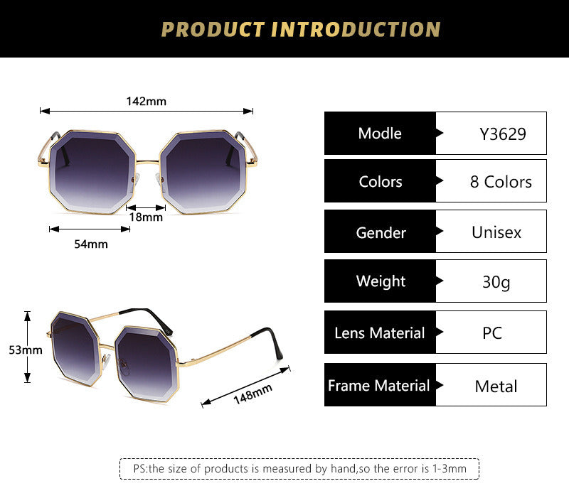 Women's Irregular Cut Large Frame Metal Sunglasses