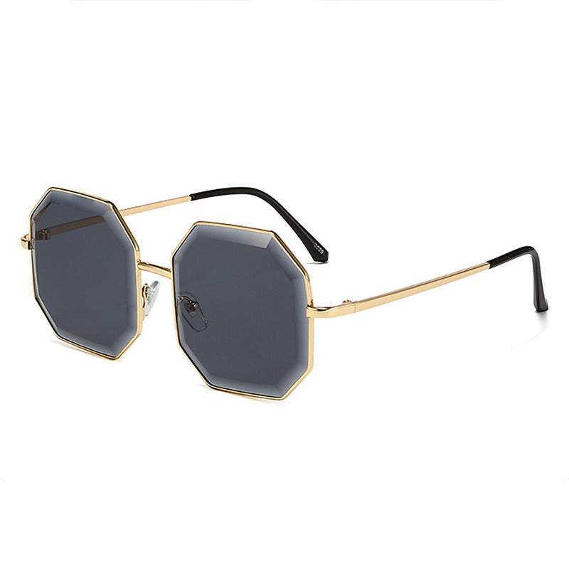 Women's Irregular Cut Large Frame Metal Sunglasses