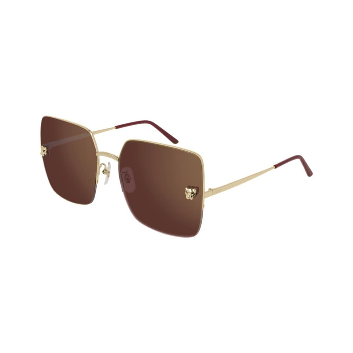 Cartier CT0121SA-003 Gold Square Red Women's Metal Sunglasses