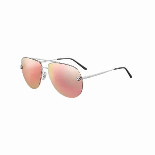 Cartier CT0065S-005 Panthère Silver Aviator Blue Rosegold Mirror Lens Women's Metal Sunglasses