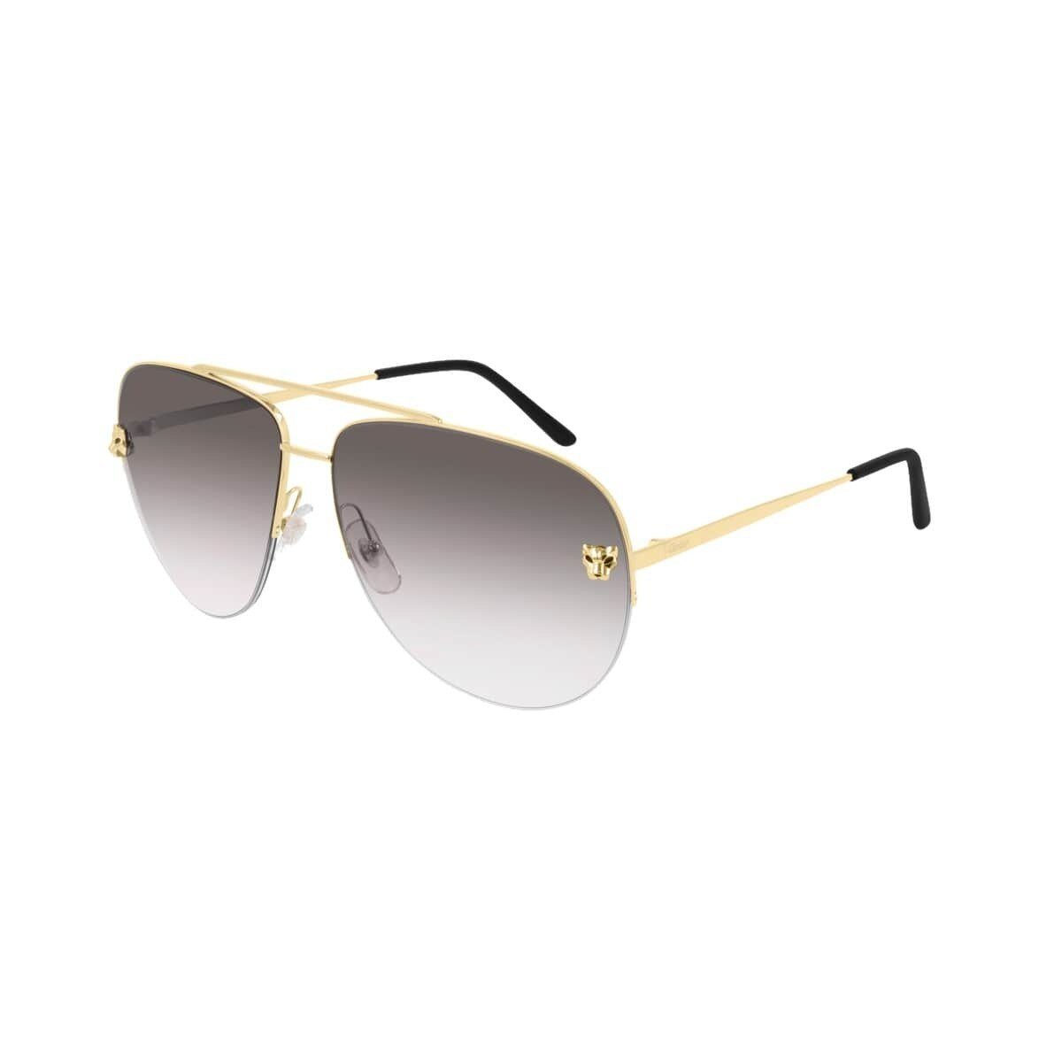 Cartier CT0065S-008 Gold Aviator Grey Gradient Lens Women's Metal Sunglasses