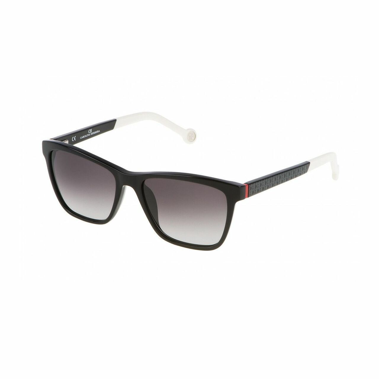 Carolina Herrera SHE646-700 Black White Plastic Wayfarer Grey Lens Women's Sunglasses Frames