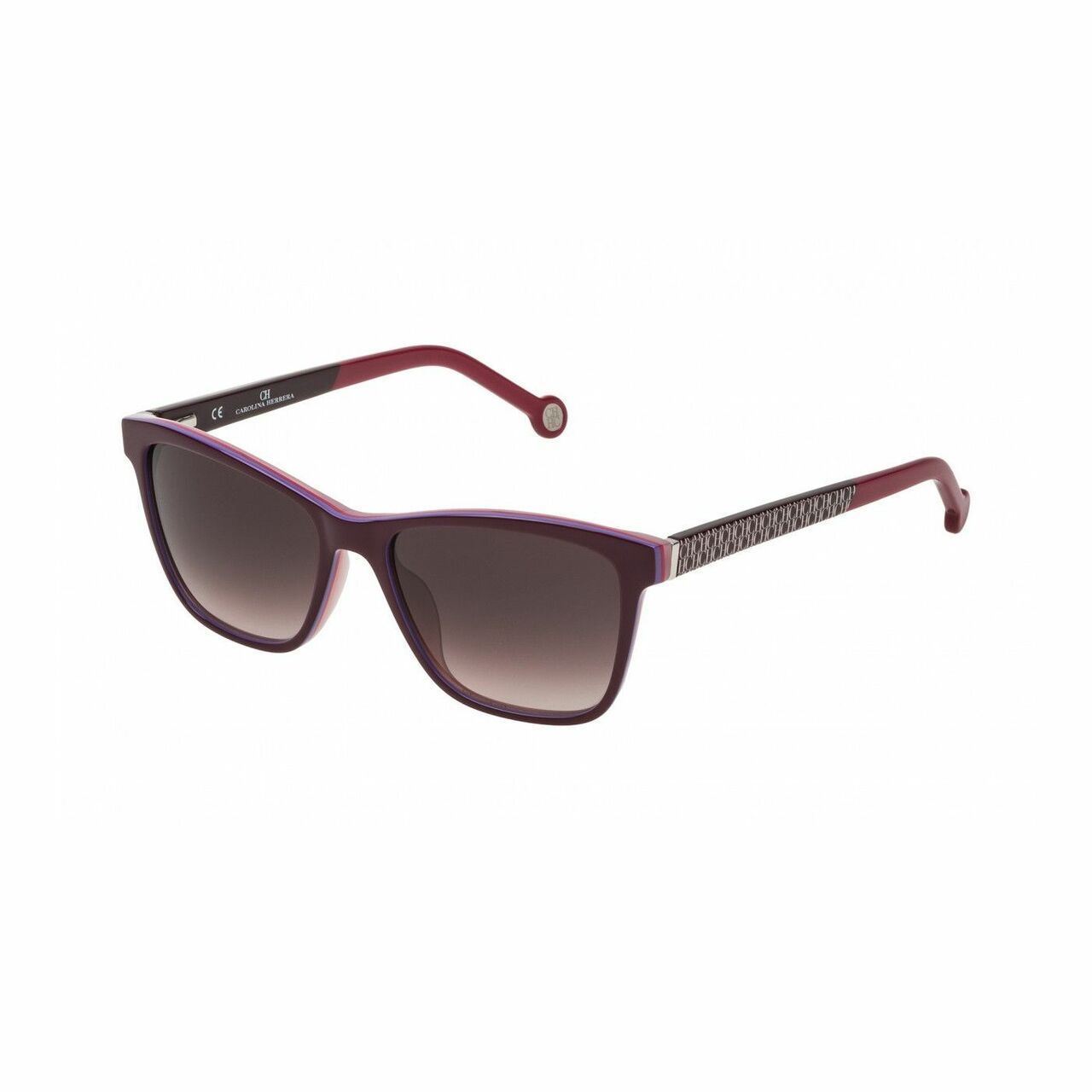 Carolina Herrera SHE646-722 Burgundy Square Plastic Gradient Maroon Lens Women's Sunglasses