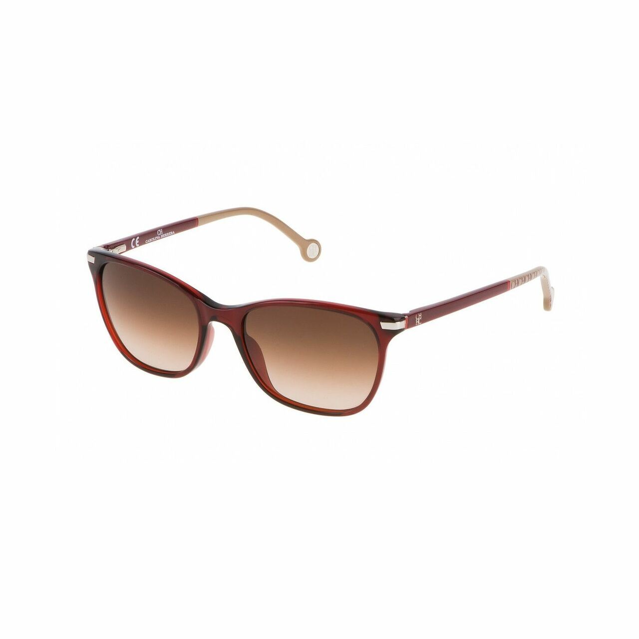 Carolina Herrera SHE652-06DC Maroon Square Plastic Gradient Brown Lens Women's Sunglasses