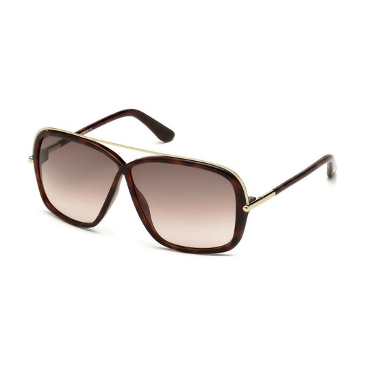 Tom Ford TF455-52F Brenda Dark Havana Square Plastic Gradient Brown Lens Women's Sunglasses