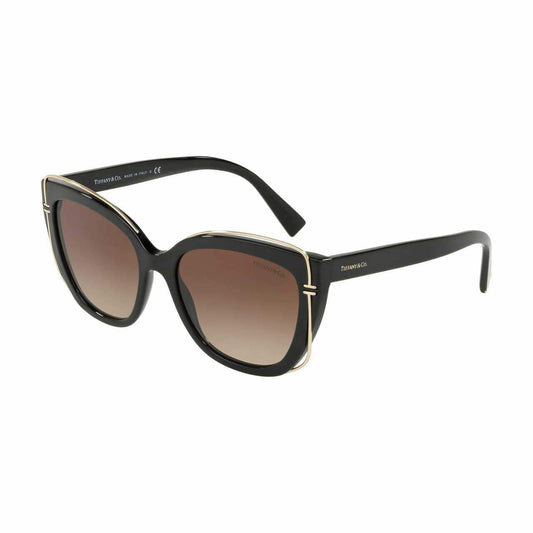 Tiffany & Co. TF4148-80013B Black Gold Cat-Eye Brown Gradient Lens Women's Sunglasses